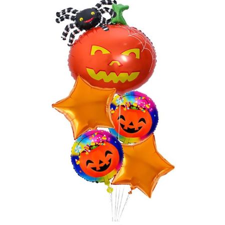 Halloween Luftballon Set (5-tlg.) - Halloween Partydekoration - Folienballons - Pumpkin Series - Kürbis