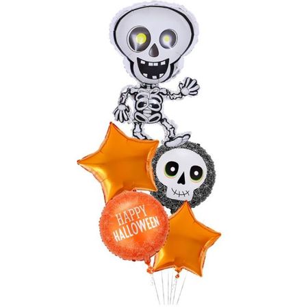 Halloween Luftballon Set (5-tlg.) - Halloween Partydekoration - Folienballons - Pumpkin Series - Skelett