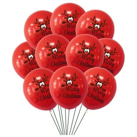 Weihnachts Luftballon Set (10-tlg.) - Merry Christmas Party Ballons - Latex Ballons - Wish Series - rot