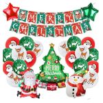Weihnachts Party Dekoration Set (24-tlg.) - Latex- und Folienballons + Girlande - grün/rot