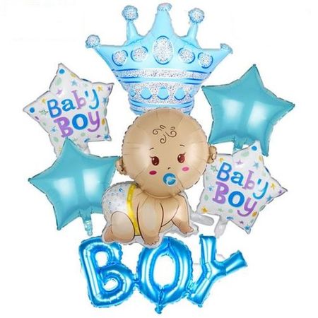 Luftballon Set Baby Shower (7-tlg.) - It's a Boy - Folienballons - Gender Reveal Party - Corey Series - blau
