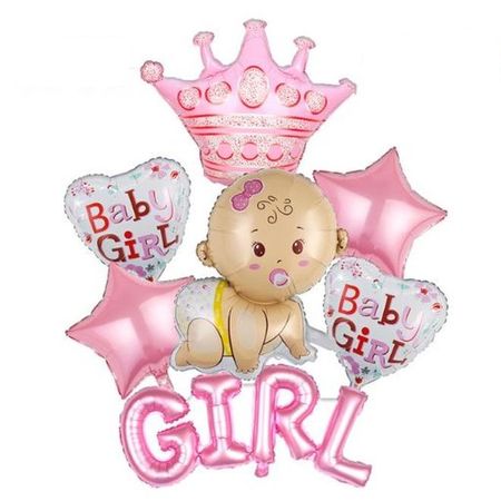 Luftballon Set Baby Shower (7-tlg.) - It's a Girl - Folienballons - Gender Reveal Party - Corey Series - rosa