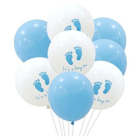 Luftballon Set Baby Shower (10-tlg.) - It's a Boy Latex Ballon - Gender Reveal Party - Foot Series - blau