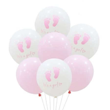 Luftballon Set Baby Shower (10-tlg.) - It's a Girl Latex Ballon - Gender Reveal Party - Foot Series - rosa