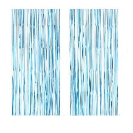 Lametta Vorhang 2x1m (2er-Set) - Partydekoration - Glitzernder Vorhang - Elya Series - blau