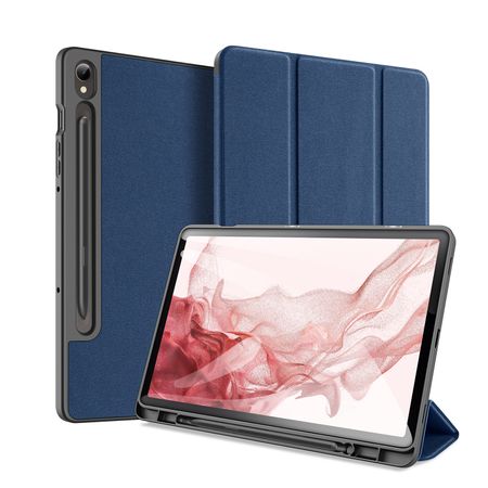 Dux Ducis - Samsung Galaxy Tab S9 Hülle - Leder Smart Flip Case - Domo Series - blau