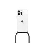 MU Style - iPhone 15 Pro Max Handykette - Necklace TPU Hülle zum Umhängen - Elegance Series - transparent/schwarz