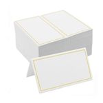 Tischkarten Hochzeit 10x10 cm (50er Set) - Namens Karten - Hochzeit Tisch Dekoration - weiss/gold
