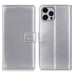 iPhone 15 Pro Max Handy Hülle - Classic II Leder Bookcover Series - silber