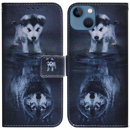 iPhone 15 Plus Handy Hülle - Leder Bookcover Image Series - Baby Wolf