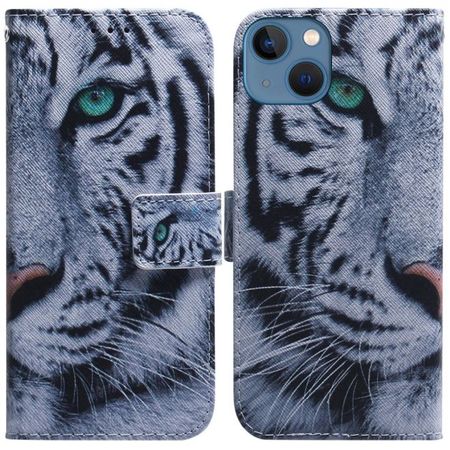 iPhone 15 Plus Handy Hülle - Leder Bookcover Image Series - Tiger