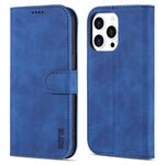 AZNS - iPhone 15 Pro Hülle - Leder Bookcover - mit Kartenfach und Standfunktion - Wallet Stand Series - blau