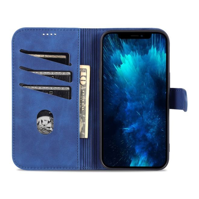 Für Apple iPhone 15 Pro Max Design Handy Tasche Wallet Premium Blau Schutz  Hülle Case Cover Etuis Zubehör