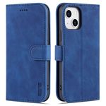 AZNS - iPhone 15 Hülle - Leder Bookcover - mit Kartenfach und Standfunktion - Wallet Stand Series - blau