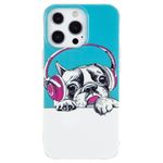iPhone 15 Pro Max Handyhülle - Leuchtendes Case - Softcase Image Plastik Series - Hund mit Headset