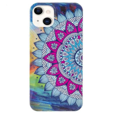 iPhone 15 Plus Handyhülle - Leuchtendes Case - Softcase Image Plastik Series - Blumen-Mandala