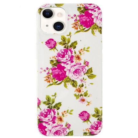 iPhone 15 Plus Handyhülle - Leuchtendes Case - Softcase Image Plastik Series - pinke Blumen