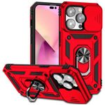 iPhone 15 Pro Max Handy Hülle - Robustes Hardcase mit Kickstand - Kickstand Slide Cam Series - rot