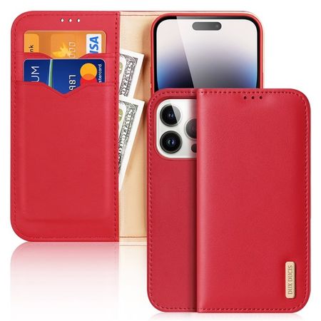 Dux Ducis - iPhone 15 Pro Hülle - Handy Leder Case - Hivo Series - rot