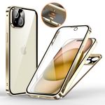 iPhone 15 Hülle - 360 Grad PanzerGlas Alu Case mit Verriegelungsmechanismus - champagner