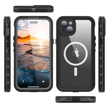 iPhone 15 Plus - 360 Grad Outdoor Hülle - Allwetterschutz (wasserdicht & stossfest) - MagSafe - schwarz