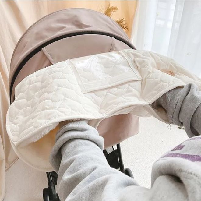 Kinderwagen Handwrmer - Babywagen Handschuh mit Smartphone Sichtfenster -  Cossy Series - weiss | Mobile Universe