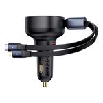 Baseus - USB-C Auto Ladegerät (60W) - inkl. einziehbarem USB-C und Lightning Kabel - Enjoyment Pro - schwarz