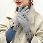 Damen Fingerhandschuhe (1 Paar) - Vintage Herbst- und Winter Handschuhe (One Size) - Elegant Series - grau