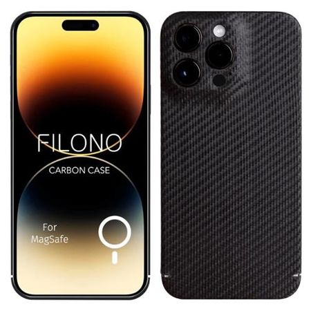 Filono - iPhone 15 Pro Max Premium Hülle - aus echtem Carbon - MagSafe kompatibel - schwarz