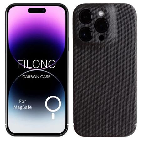 Filono - iPhone 15 Pro Premium Hülle - aus echtem Carbon - MagSafe kompatibel - schwarz