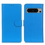 Google Pixel 8 Pro Handy Hülle - Litchi Leder Bookcover Series - blau