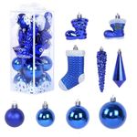 Weihnachtskugeln (21er-Set) - Weihnachtsbaum Dekoration - Talin Series - blau