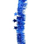 Lametta Girlande mit Sternen (2m) - Dekoration für Weihnachten / Silvester - Star Shine Series - blau