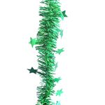 Lametta Girlande mit Sternen (2m) - Dekoration für Weihnachten / Silvester - Star Shine Series - grün