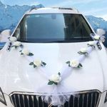 Kunstblumen Hochzeit Auto Dekoration - Wedding Car Deco - Rosen - weiss