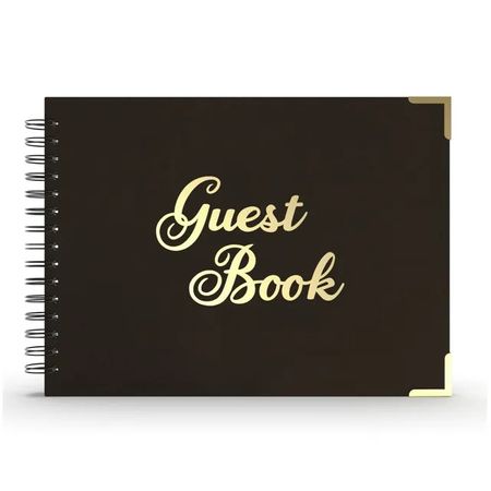 Gästebuch (40 Seiten) - Guest Book - Ringbuch mit Gravur - schwarz/gold