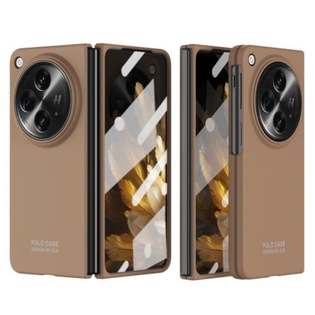 OnePlus Open Handy Hülle - Hardcase aus Polycarbonat und gehärtetem Glas - braun