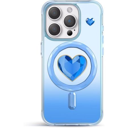 Kingxbar - iPhone 15 Pro MagSafe Schutzhülle - Eternity Series - Ocean Heart  - blau