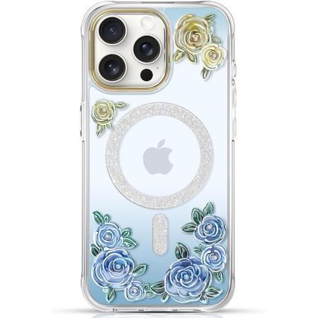 Kingxbar - iPhone 15 MagSafe Schutzhülle - Rose Series - blau