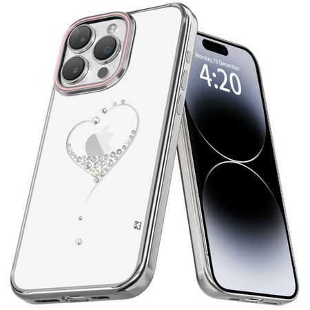 Kingxbar - iPhone 15 Pro Schutzhülle - Case mit Kristallen - Wish Series - silber