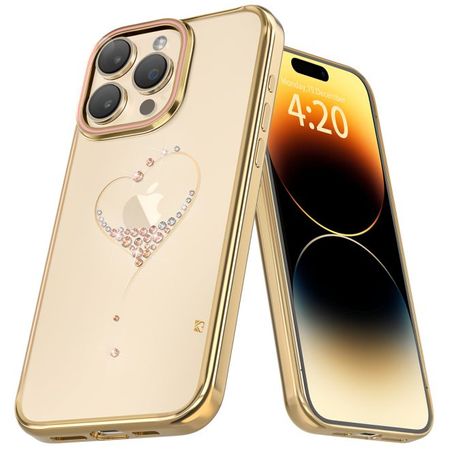 Kingxbar - iPhone 15 Max Pro Schutzhülle - Case mit Kristallen - Wish Series - gold
