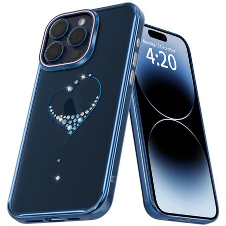 Kingxbar - iPhone 15 Pro Max Schutzhülle - Case mit Kristallen - Wish Series - blau
