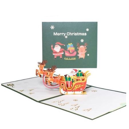 3D Pop-Up Weihnachtskarte - Grusskarte - Saluts Series - Weihnachtsmann mit Schlitten