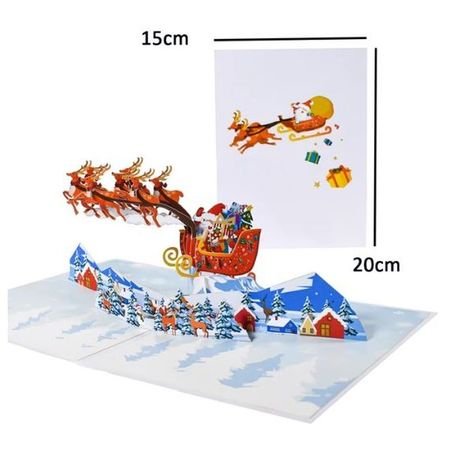 3D Pop-Up Weihnachtskarte Mit Weihnachtsmann – Roter Geschenkstrumpf Zum Aufklappen