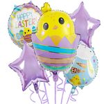 Luftballon Set für Ostern (5-tlg.) - Folienballons - Osterdeko - Pascal Series - Kücken - violett/weiss