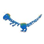 Happy Birthday Dinosaurier Girlande - Geburtstagsparty Dekoration - Noah Series - blau