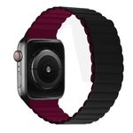 Apple Watch (49/45/44/42mm) Magnetisches Silikon Armband - Dual Color Series - schwarz/weinrot