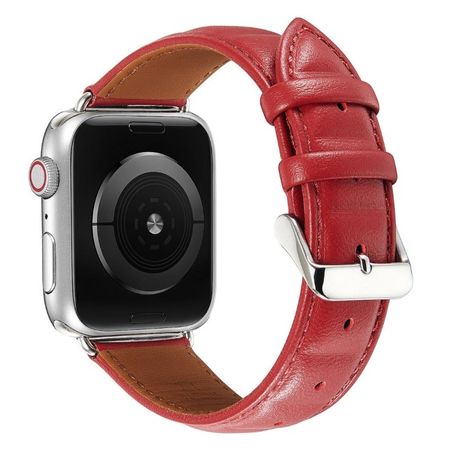 Apple Watch (49/46/45/44/42mm) Echtleder Armband - Genuine Series - rot