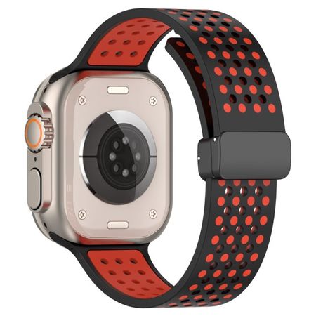 Apple Watch (42/41/40/38mm) Silikon Armband - Dot Series - schwarz/rot