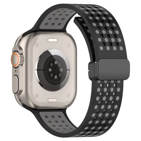 Apple Watch (41/40/38mm) Silikon Armband - Dot Series - schwarz/grau